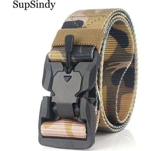 SupSindy Military Equipment POM Magnetic buckle Combat Tactical Belts for Men Army Training Nylon Belt Outdoor Hunting Waistband