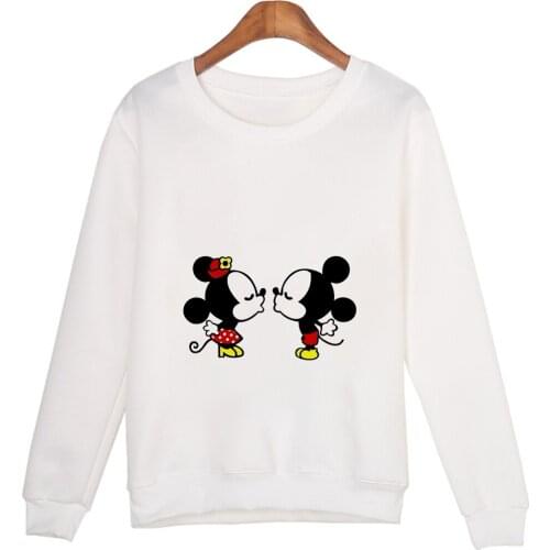Diseny Women Sweateshirt Autumn And Spring Female Tops Loose Cartoon Mickey Minnie Bottoming Shirt Dropship