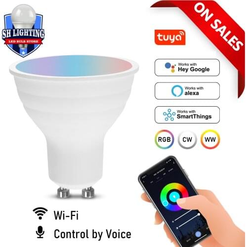 Voice Control 5W GU10 RGB Smart Light Bulb Dimmable WiFi LED Magic Lamp AC 220V Work with Alexa Google Home