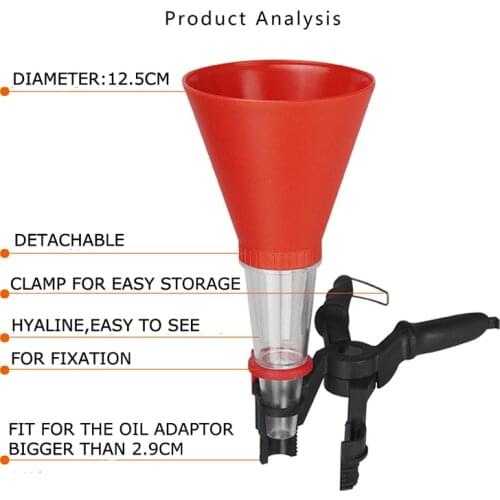 Universal Auto Car Vehicle Oil Adding Plastic Funnel with Clamp Base Bracket