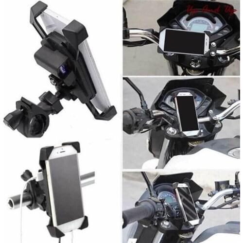 Universal Motorcycle Charger with USB Charger Cell Phone Mount Holder Clamp For Electric Bicycle Scooter ATV GPS Holder