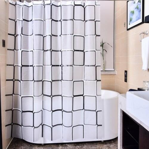 Geometric Pattern Shower Curtain Bathroom Waterproof PEVA Shower Curtains Eco-Friendly Moldproof Bath Curtain With Hooks Newest