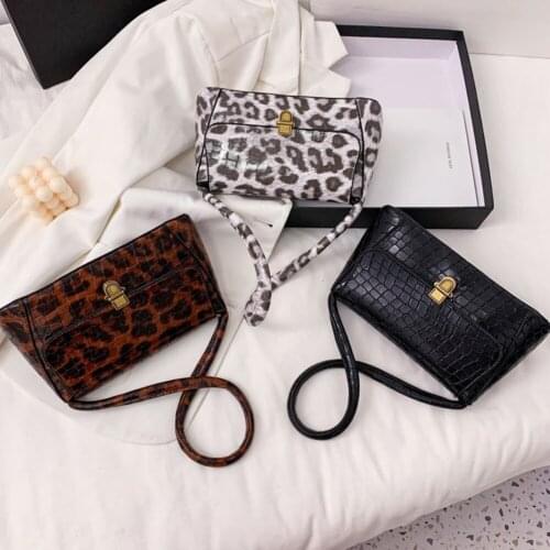 Retro Animal Pattern Women Shoulder Handbags Totes Fashion Leopard PU Leather Female Casual Wild Flap Underarm Shoulder Bags