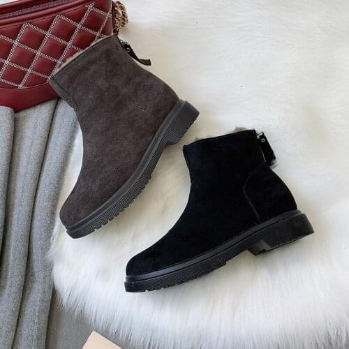 Women Boots Black Zipper Boots Ankle Boots Womens Boots Winter New Knight Warm Wild Thick Wind Boots Metal Decoration U11-97