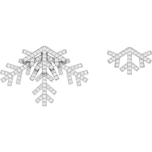 SLJELY Fashion Real 925 Sterling Silver Asymmetric Snowflake AB Earrings Micro Cubic Zirconia for Women Fine Brand Party Jewelry