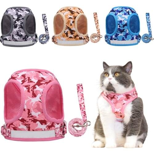 Cat Harness Escape Proof Puppy Kitten Harness Vest With Walking Lead Leash New Design Reflctive Collar Small Dog Cat Accessories