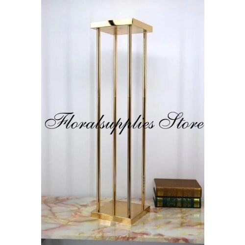 Gold Modern Rectangle Stand Metal Geometric Vase Wedding decoration gold metal flower stand centerpiece