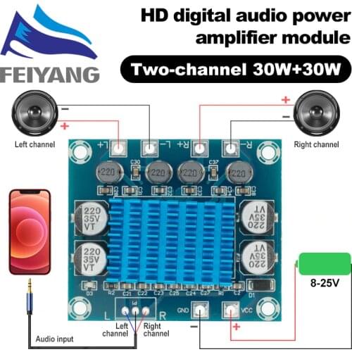 10PCS TPA3110 XH-A232 30W+30W 2.0 Channel Digital Stereo Audio Power Amplifier Board DC 8-26V 3A