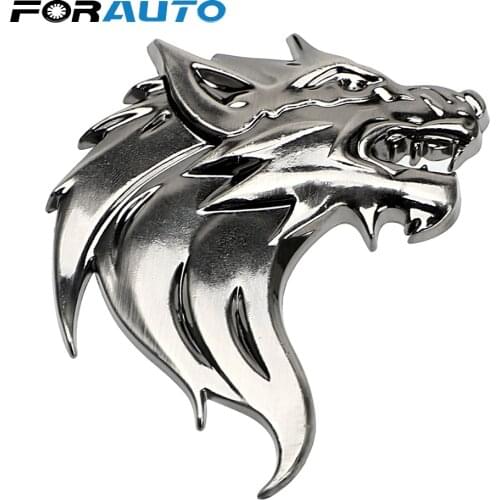 FORAUTO 3D Metal Wolf Head Car Stickers and Decals Emblem Badge Reflective Motorcycle Auto Decoration Stickers Windshield