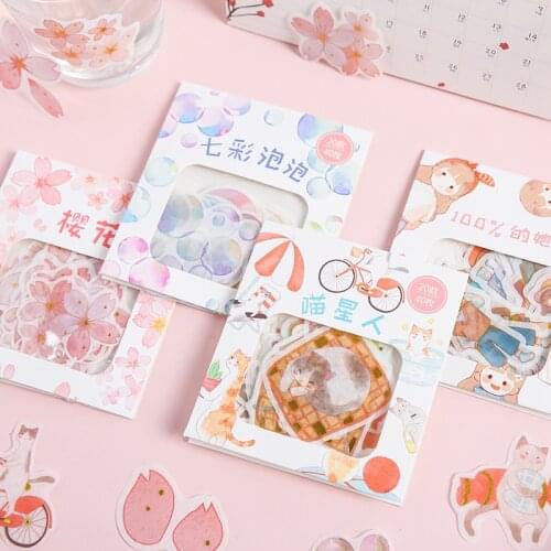 40pcs/bag Washi Paper Sticker Cute Stationery Stickers Fresh Handbook Albums Mobile Phone Kids Sticker DIY Decorative Stickers