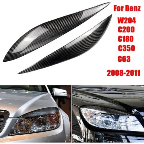 Carbon Fiber Car Headlight Eyebrow Cover Trim Sticker Head Lamp Eyelid for Mercedes Benz W204 C180 C200 C300 C350 C63 08-11