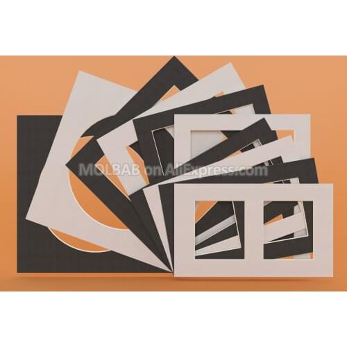 White/Black Photo Mats Rectangle Square Circle 2 Openings 12 inch Paper Mounts Textured Surface Frames Passe-Partouts 12PCS/Lot