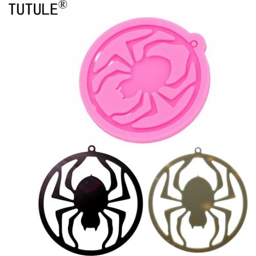 Shiny earrings spider web Halloween silicone mold, flexible food grade silicone mold-necklace keychain epoxy Clay polymer mold