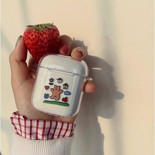 Bluetooth Wireless Headphone Case For Apple Airpods2 Cute Case Transparent Cases For Air Pods pro Cover For Airpod bear Bag