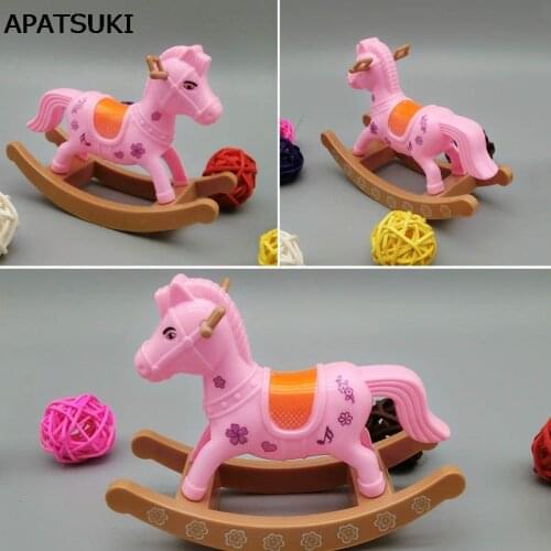 Kids Toy Play House Doll Accesorries Miniature Pink Hobbyhorse Cockhorse For 1/12 Kelly Dolls For Barbie Doll House Gifts