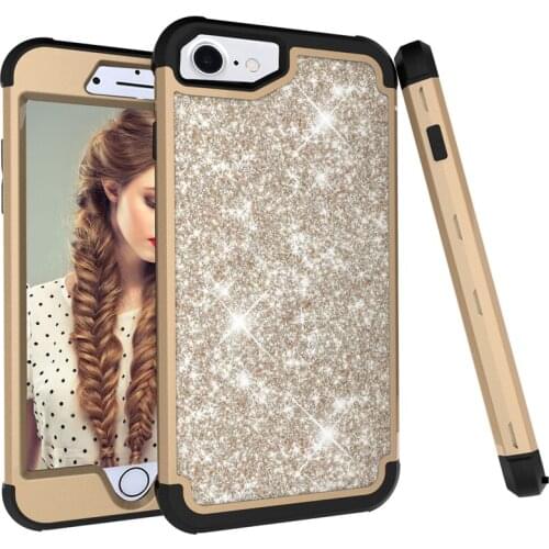 3-in-1 Dual Layer PC+Silicone Shock Resistant Mobile Phone Cases for iPhone 7/8 Contrast color & Lifted Bezel Design Phone Cases