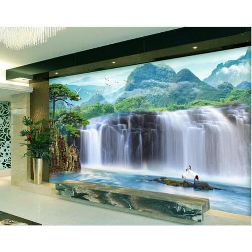 TV backdrop of large waterfall 3d room wallpaper landscape 3d mural paintings Home Decoration