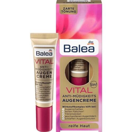 Germany Balea Vital Baobab 5in1 Anti Fatigue Aging Eye Cream Treatment for Reduce Dark Circle Puffiness Softens Swollen Eyelids