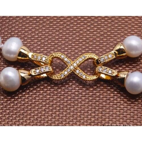 Fine Pearl Double Strand Necklace AA+ Qulaity 9-10mm natural White Freshwater Pearl Necklaces for women 18" Christmas gidt