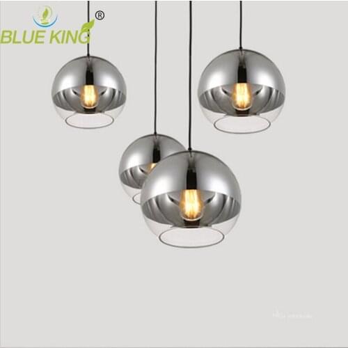 Brief style 15-40cm Sliver Shade Mirror Chandelier Light E27 Bulb LED Pendant Lamp Modern Glass Ball Lighting 110-220v