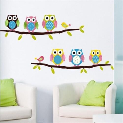 Creative Wall Stickers PVC Cartoon Kids Room Bedroom Background Decorative Wall Stickers Cute Owls Wall Stickers