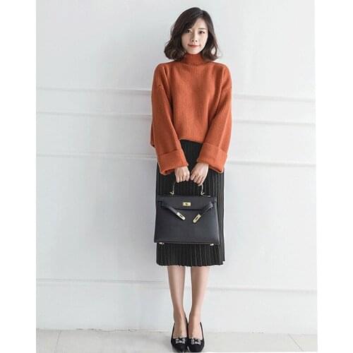 Summer Midi Skirt Female Solid High-Waisted Skirt Ladies Folds Patchwork Pleated Skirt Summer Womens Clothing Korean Fashion