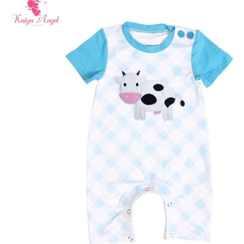 Kaiya Angel Fashion Baby Boy Summer Clothes Cows Tractor White Chicken Newborn Spring Summer Toddler Rompers Factory Wholesale