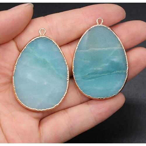 Fashion Natural Blue Amazonite Stone Pendant For Necklace Bracelet Earring Accessoroies Jewelry Making Charm Gift Wholesale