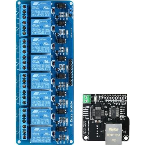 Ethernet Control Module LAN WAN Network Web Server IP TCP RJ45 Port + 8 Channel Relay Expansion Board for Arduino iOS Raspberry
