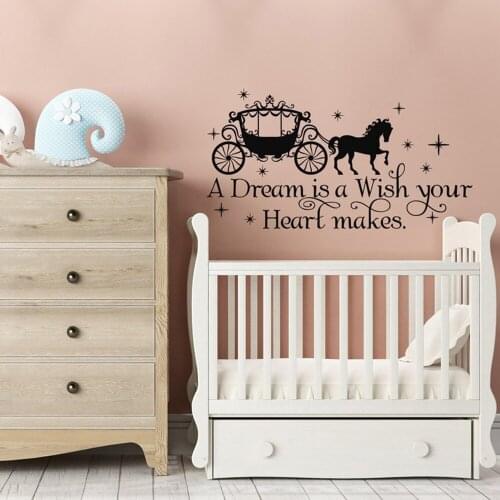 Cinderella Wall Decal A Dream Is A Wish Your Heart Makes removeable vinyl Wall sticker Nursery Girls Bedroom Decor G379