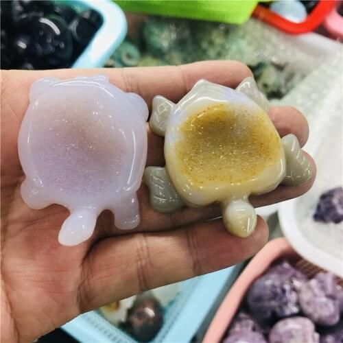 Natural Crystal Tortoise Skull Hand Carved healing Healing Stone Specimen Small Home Decoration Crafts Decoration