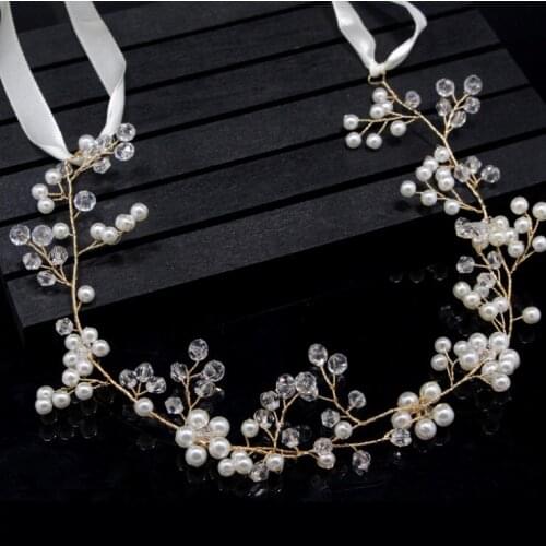 Crystal Headbands Wedding Handmade Hair Decoration Pearl Flower Rhinestone Head Wear Hair Ornament For Bride Girls Hair Jewelry