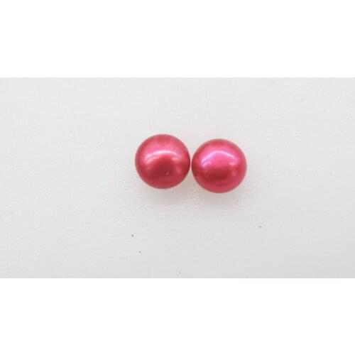 One pair pinkwhite/black/yellow/gray/green/orange coin stud freshwater pearl earrings round 7-8mm wholesale beads FPPJ nature