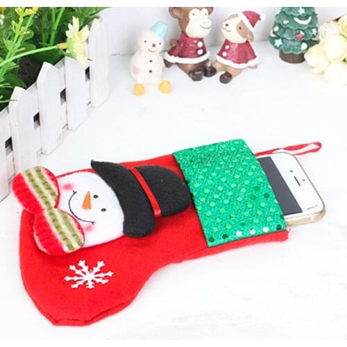 Christmas Tree Hanging Ornament Xmas Party Decor Santa Claus Sock Candy Gift Bag