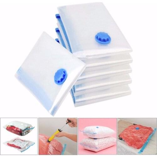Hot Vacuum Clothing Storage Bag Transparent Foldable Large Compressed Wardrobe Organizer Space Saving Travel Seal Bags