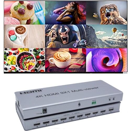 4Ｋ 30Hz HDMI 9X1 Multi-viewer Real Time Multiviewer 9 in 1 out with HDMI seamless Switcher function IR Remote Controller