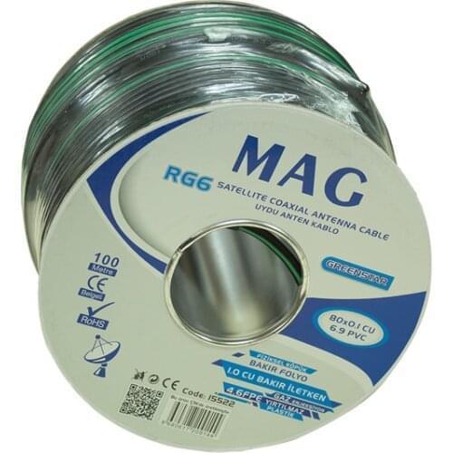 RG6/U6 MAG COPPER GREEN ANTENNA CABLE CU/CU 80 WIRE (100 METERS)