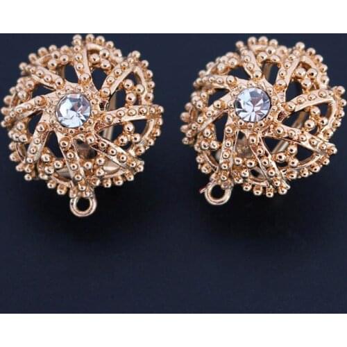 Earrings Post Connector Linkers Clear Rhinestone Hollow Circle for Women Wedding Drop Earring Fashion Jewelry Making