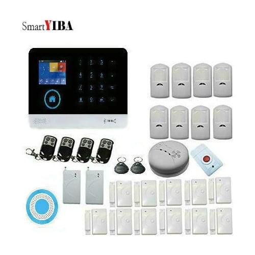 SmartYIBA WIFI GSM SMS Wireless Home Burglar Security Alarm System Apps Control GPRS witn Smoke Detection Emergency Button