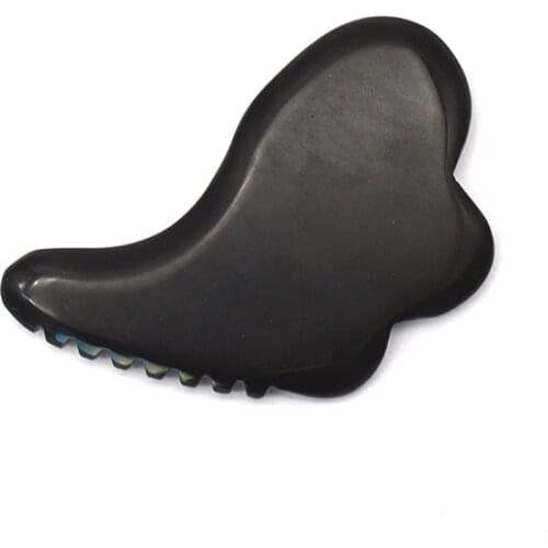 Special Shape Black Bian Stone Guasha Board for Neck Massage