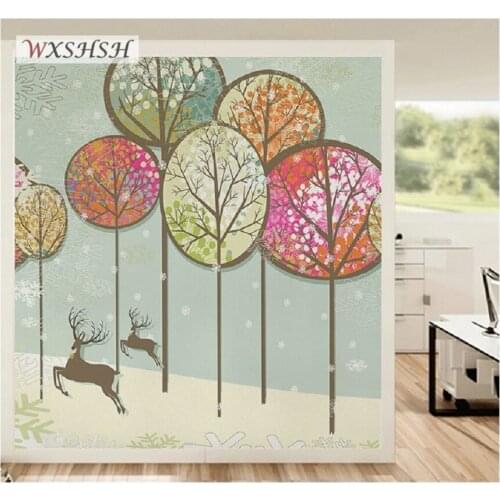 Custom Size Glass Film Static Cling Cute Winter Christmas Private Home Decorative Removable Removable Frosted Anti-UV Tint-Film