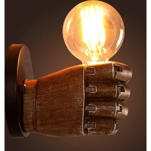 Vintage Palm wall lamps industrial wind Restaurant Bar Cafe fist resin bedroom bedside creative decorative wall lamp GY135