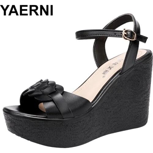 YAERNI11cm Extra High Heels Sandals Small Big Size32-43Platform Shoes Summer2021Elegant Casual Wedges Sandals Woman Office Party