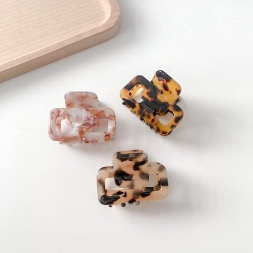 Women Korean Acetate Hair Clip Lady Small Head Clip Geometric Hollow Hair Claw