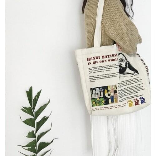 Women Canvas Shoulder Bag Henri Matisse Colourist Printing Shopping Bags Students' Book Bag Cotton Cloth Handbags Tote For Girls