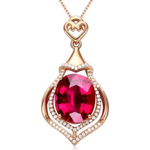 14K Rose Gold Necklace Pendant Women Charm Genuine Gemstone Diamonds S925 Pendant Luxury Jewelry for Women Christmas Necklace