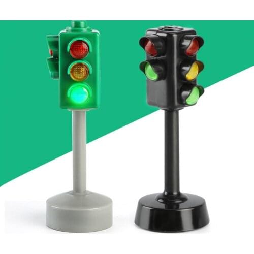 1Pcs Mini Traffic Signs Road Light Block with Sound LED Children Safety Kids Education Toys gifts for birthdays holidays toys