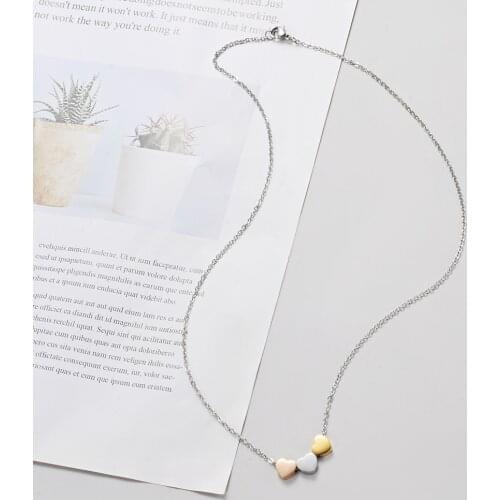 100% Stainless Steel 3 color 7.4*8mm peach heart Pendant Necklace For Women Fashion jewelry