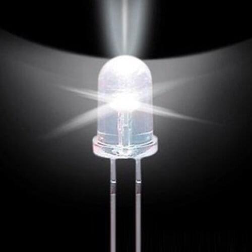 1000PC White lamp beads 5MM LED white light DIP direct light emitting diode F5 white light bulbs super bright and transparent