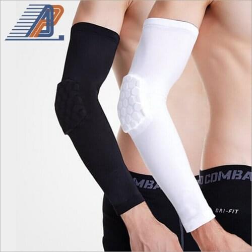 2pcs 1 Pair of Long Elbow Guard Honeycomb Collision Protection Lycar Elastic Breathable Comfortable Basketball Arm Safety Guard